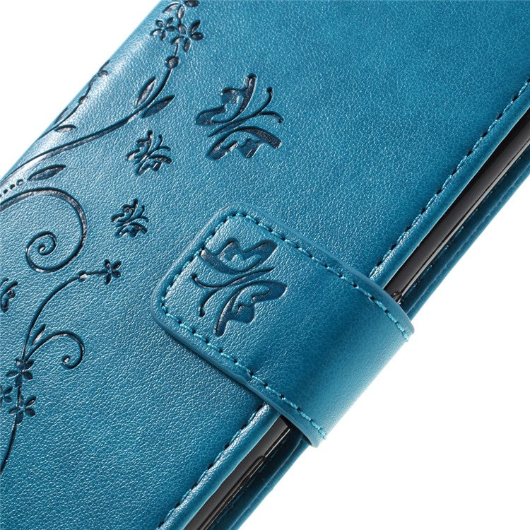 Butterfly Leather Card Holder Case for Sony Xperia X - Blue