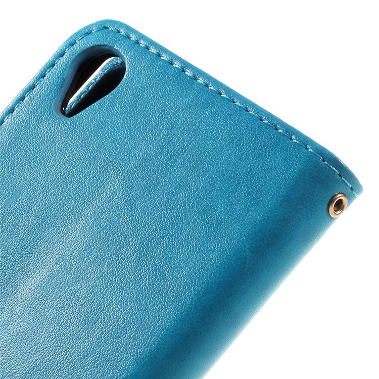 Butterfly Leather Card Holder Case for Sony Xperia X - Blue