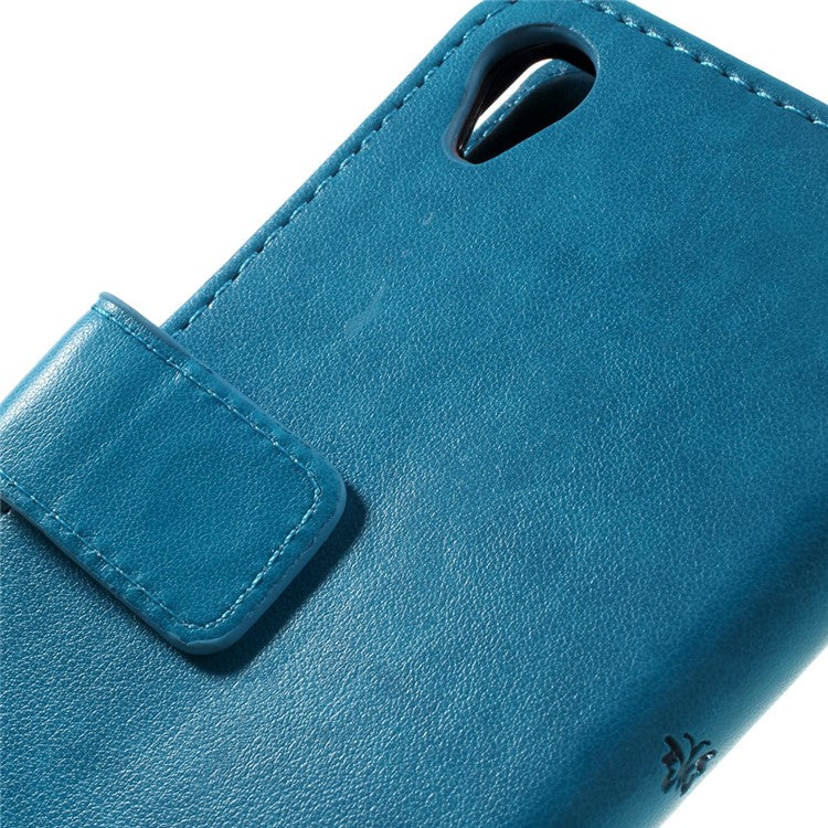 Butterfly Leather Card Holder Case for Sony Xperia X - Blue