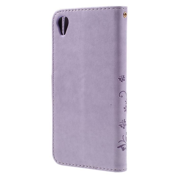 Butterfly Leather Wallet Case Shell for Sony Xperia X - Purple
