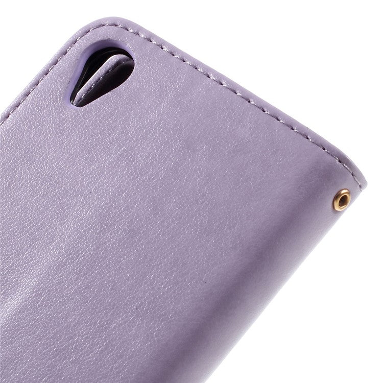 Butterfly Leather Wallet Case Shell for Sony Xperia X - Purple