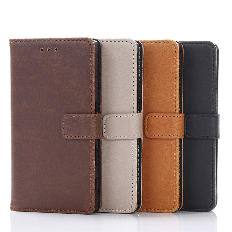 Crazy Horse Texture Leather Case for Sony Xperia X Compact, Shockproof TPU Wallet Stand Book Style Flip Phone Cover - Black