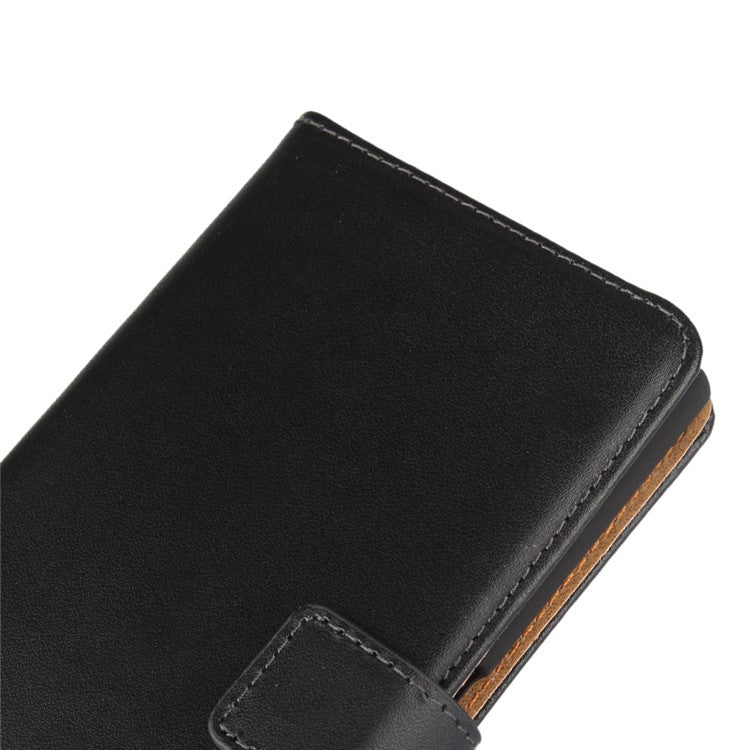 Wallet Stand Genuine Split Leather Case Cover for Sony Xperia XZs / XZ - Black