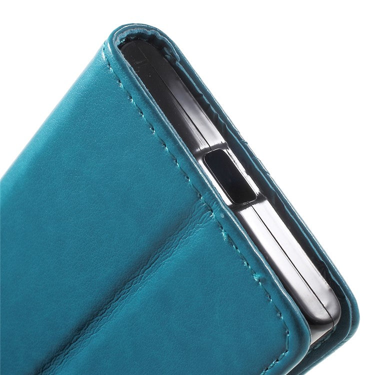 Imprinted Butterfly Flora Wallet Leather Stand Case for Sony Xperia X Compact - Blue