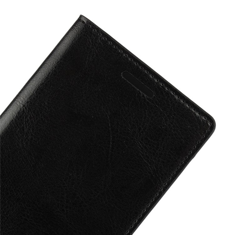 Crazy Horse Genuine Leather Wallet Case Cover for Sony Xperia XZs / XZ - Black