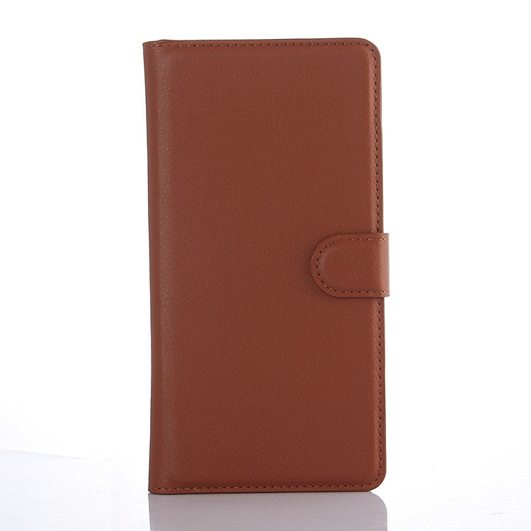 Litchi Grain Leather Flip Case Stand Card Holder for Sony Xperia XA1 - Brown