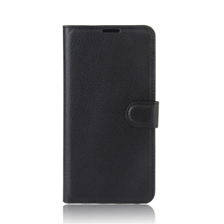 Litchi Skin Leather Stand Cover with Card Slots for Sony Xperia XZ Premium Wallet Design Phone Case - Black