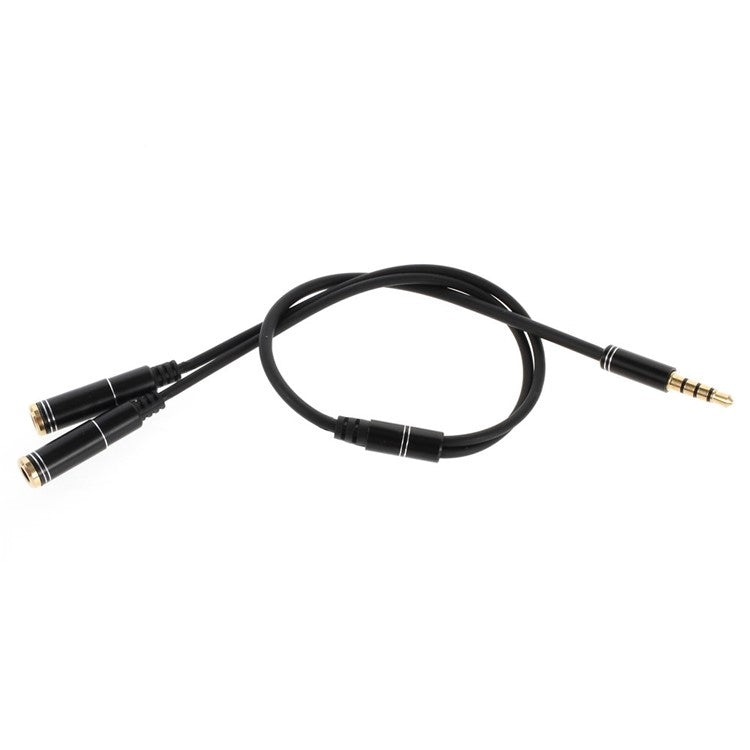 3.5mm Male to 2 Female Audio Extension Cord Earphone Audio Splitter Cable, Length: 30cm - Black