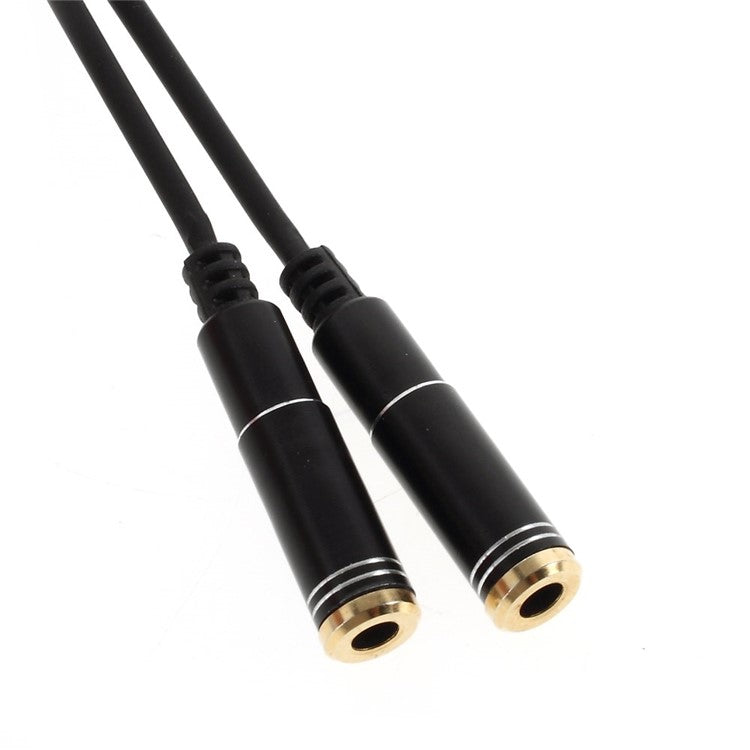 3.5mm Male to 2 Female Audio Extension Cord Earphone Audio Splitter Cable, Length: 30cm - Black