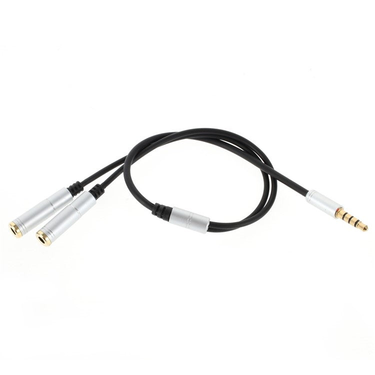 3.5mm Male to 2 Female Audio Extension Cord Earphone Audio Splitter Cable, Length: 30cm - Silver Color