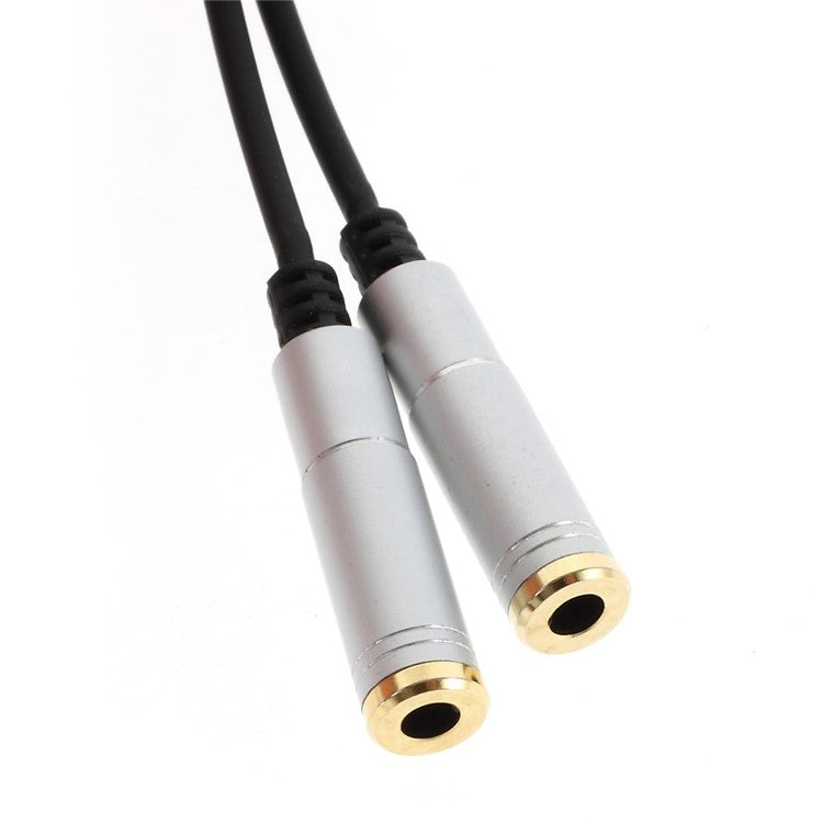 3.5mm Male to 2 Female Audio Extension Cord Earphone Audio Splitter Cable, Length: 30cm - Silver Color