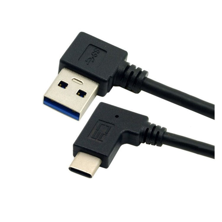 USB Type C Male Connector to 90 Degree Left Angled USB 3.0 Male Data Cable