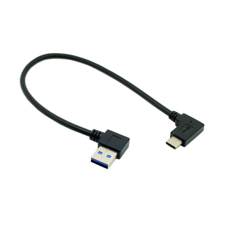 USB Type C Male Connector to 90 Degree Left Angled USB 3.0 Male Data Cable