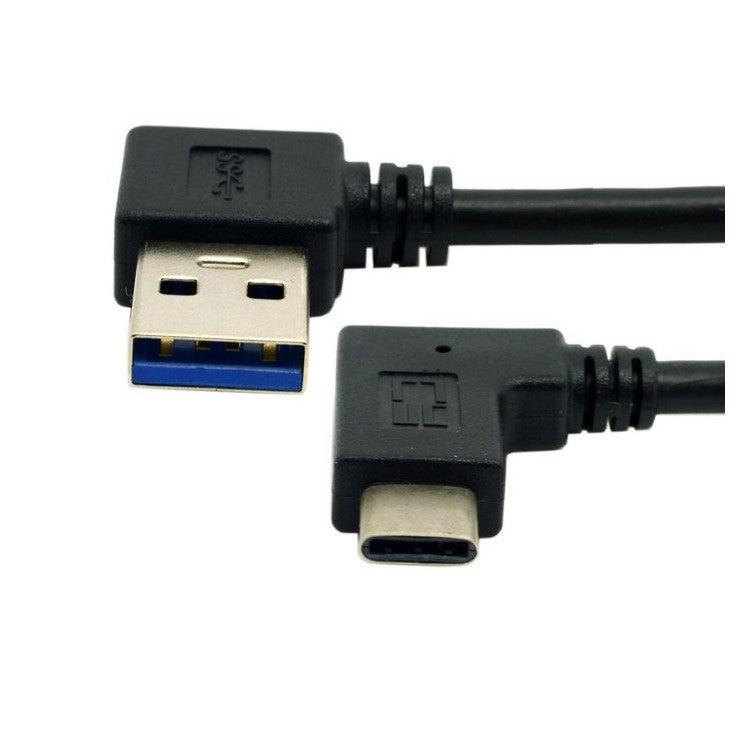 USB Type C Male Connector to 90 Degree Left Angled USB 3.0 Male Data Cable