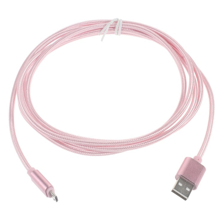 2m Woven Micro USB Data Sync Charge Cable for Samsung LG HTC Huawei etc - Pink