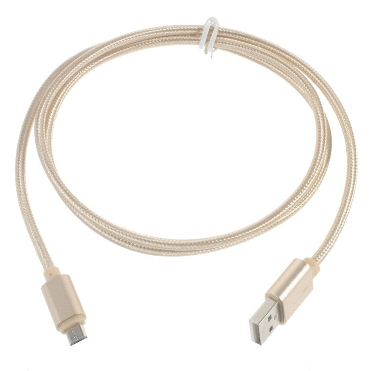 2m Woven Micro USB Data Sync Charge Cable for Samsung LG HTC Huawei etc - Gold Color