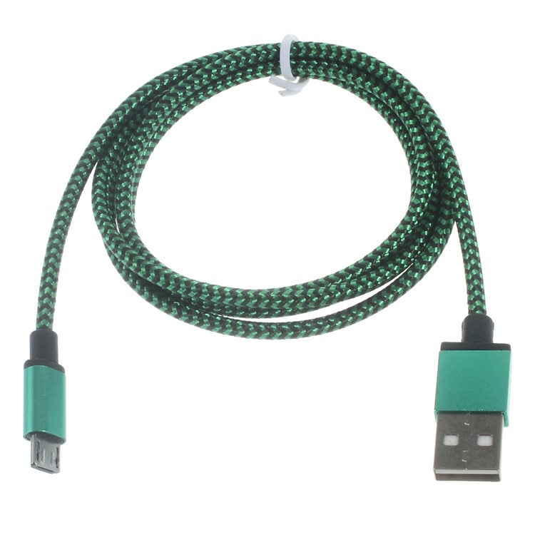 1M Woven Micro USB Data Sync Charge Cable for Samsung HTC LG Sony - Green
