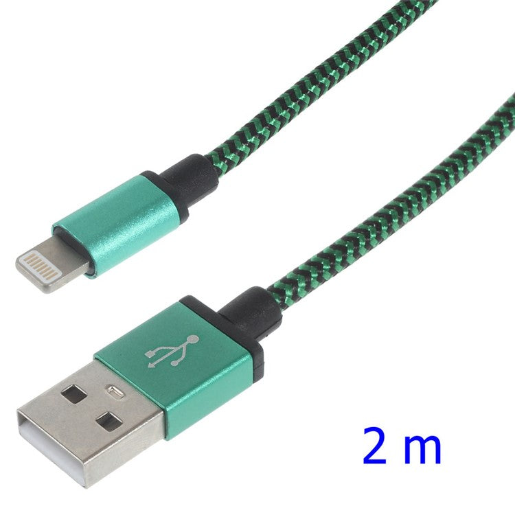 2M Woven Charging Data Snyc Lightning to USB Cable for iPhone iPad iPod - Green