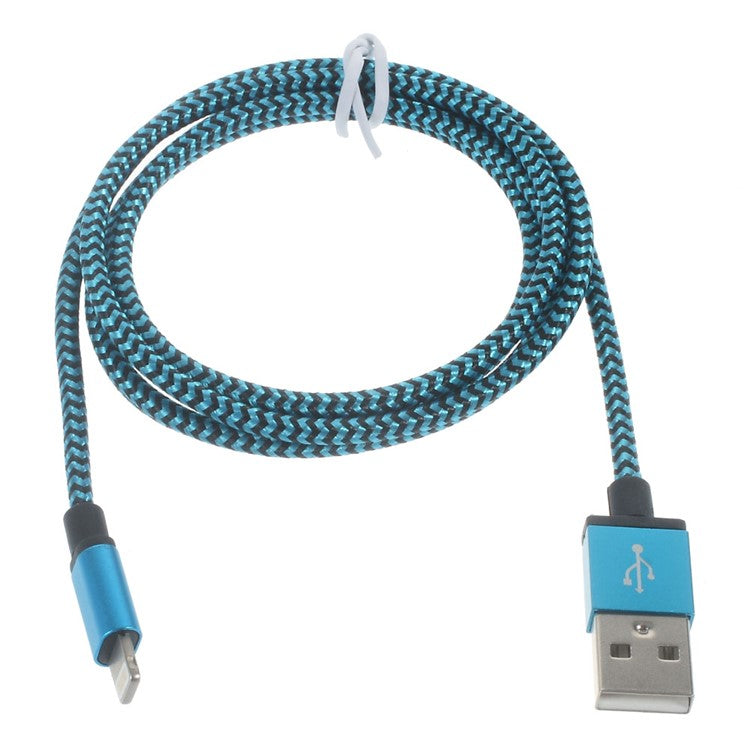 2M Lightning 8Pin to USB Charging Data Cable Contrast Color Woven for iPhone iPad iPod - Blue