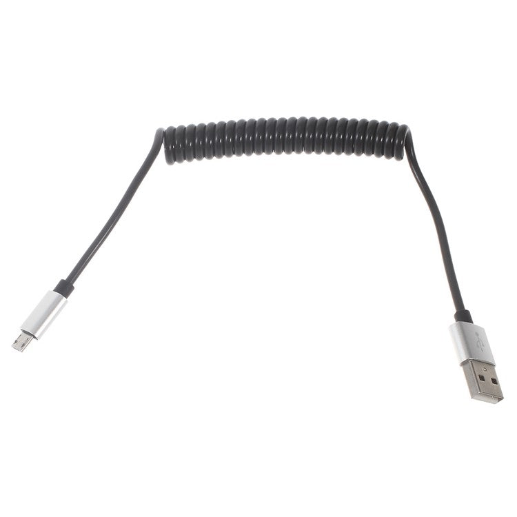 Retractable Micro USB Data Sync Charge Spring Cable for Samsung HTC LG - Silver Color
