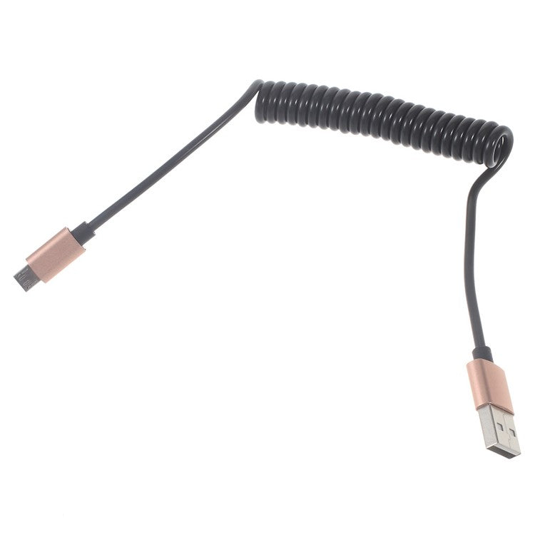 Retractable Micro USB Data Sync Charge Spring Cable for Samsung HTC LG - Rose Gold Color