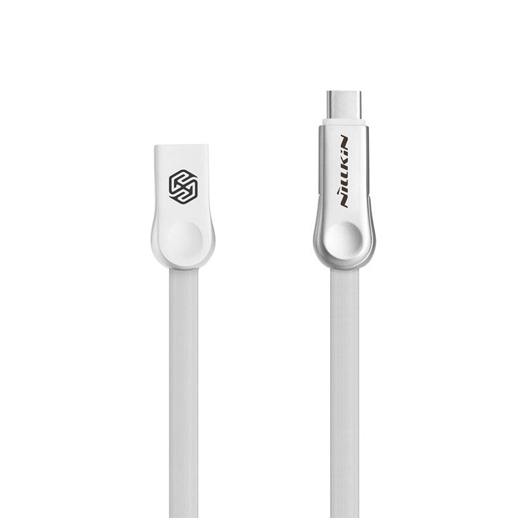 NILLKIN Plus III 2-in-1 Micro to Type-C Charger Data Sync Flat Cable for Huawei P9/Samsung Galaxy S7 - White
