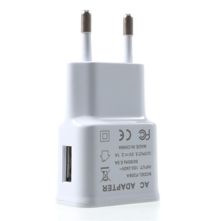 5V 2.1A Wall Charger Travel AC Adapter + 1M USB Type-C Cable - White / EU Plug