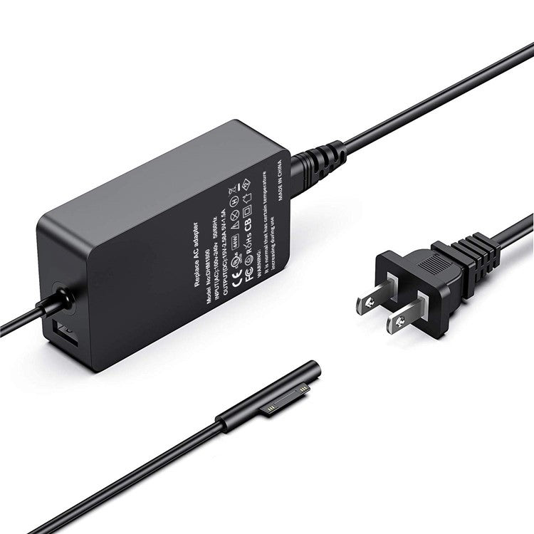 44W 15V 2.58A Power Adapter Charger with USB Charging Port for Microsoft Surface Pro 6/5/4/3 etc. - US Plug