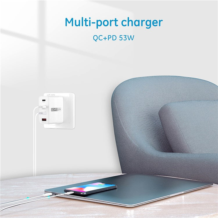 WLX-A6 PD20W+QC3.0 Multi-Port USB with PD Type-C Fast Charging Mobile Phone Power Adapter - US Plug