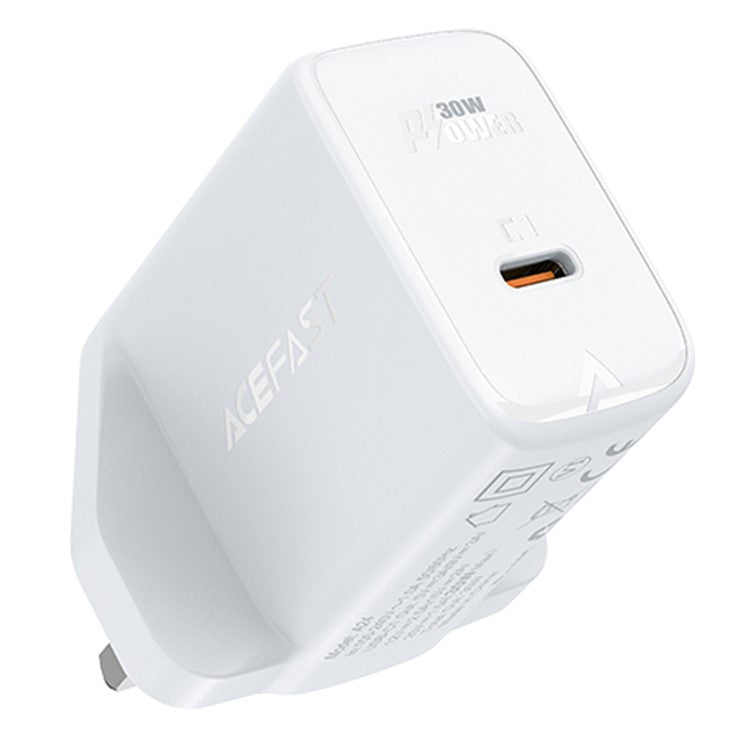 ACEFAST A24 PD 30W Wall Adapter USB Type-C Single Port GaN Charger, UK Plug - White