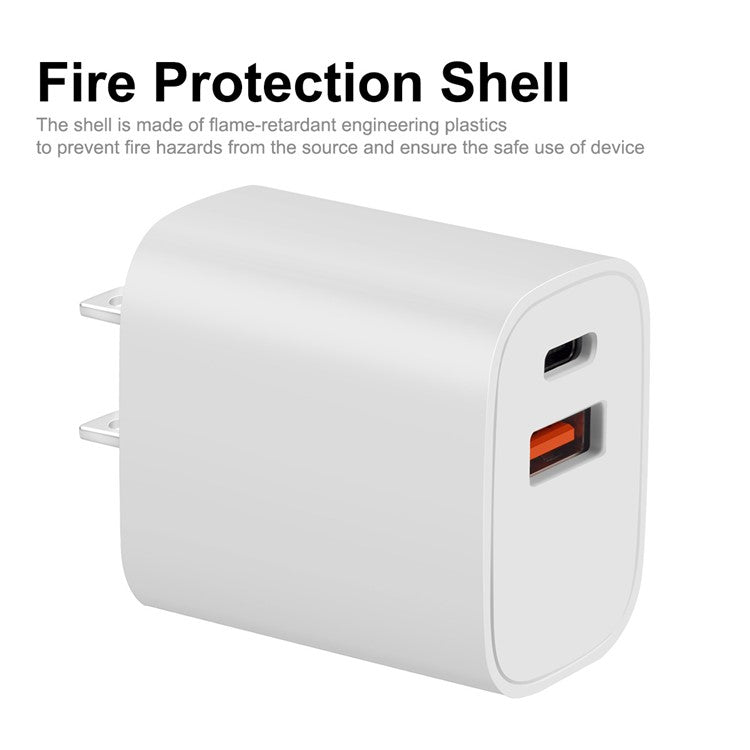 ENKAY HAT PRINCE Portable PD 33W+QC 3.0 Type C USB 2-port Wall Charger Block Travel Power Adapter - US Plug