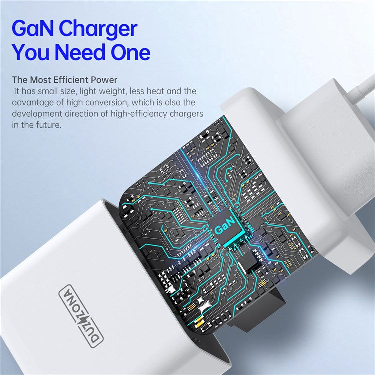 DUZZONA T1 2x Type-C + 1x USB Wall Charger PD 65W Fast Charging Portable GaN Power Adapter for Samsung Galaxy S23 Ultra, S23+,S22 Ultra,S22 Plus, EU Plug