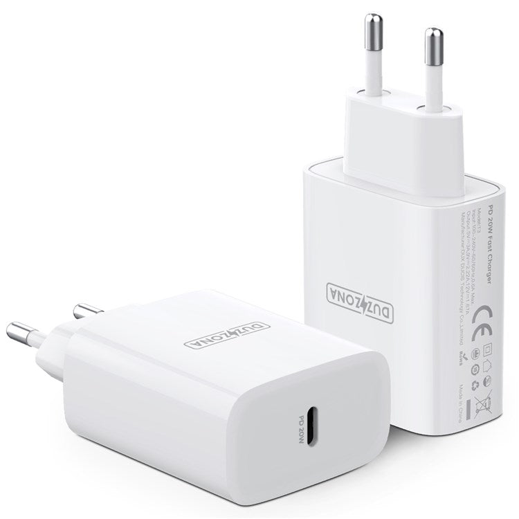 DUZZONA T3 PD 20W Fast Charging Travel Wall Charger Type C Power Adapter, EU Plug