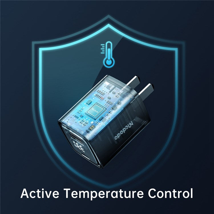 MCDODO Graphite Series 33W USB-A + Type-C Digital Display Dual Port Fast Charging Adapter Wall Charger - CN Standard Plug