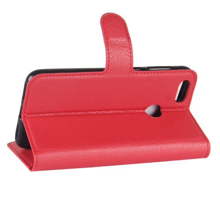 For Huawei P9 lite mini / Y6 Pro (2017) / Enjoy 7 Litchi Texture Leather Wallet Stand Phone Accessory Cover - Red