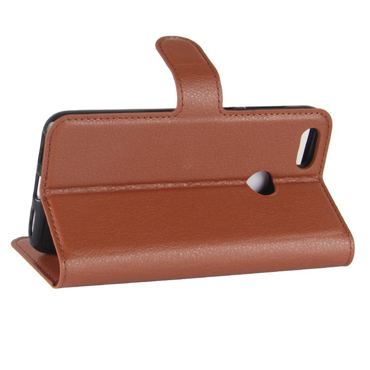 Litchi Texture Leather Wallet Stand Phone Accessory Case for Huawei P9 lite mini / Y6 Pro (2017) / Enjoy 7 - Brown
