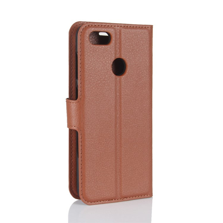 Litchi Texture Leather Wallet Stand Phone Accessory Case for Huawei P9 lite mini / Y6 Pro (2017) / Enjoy 7 - Brown