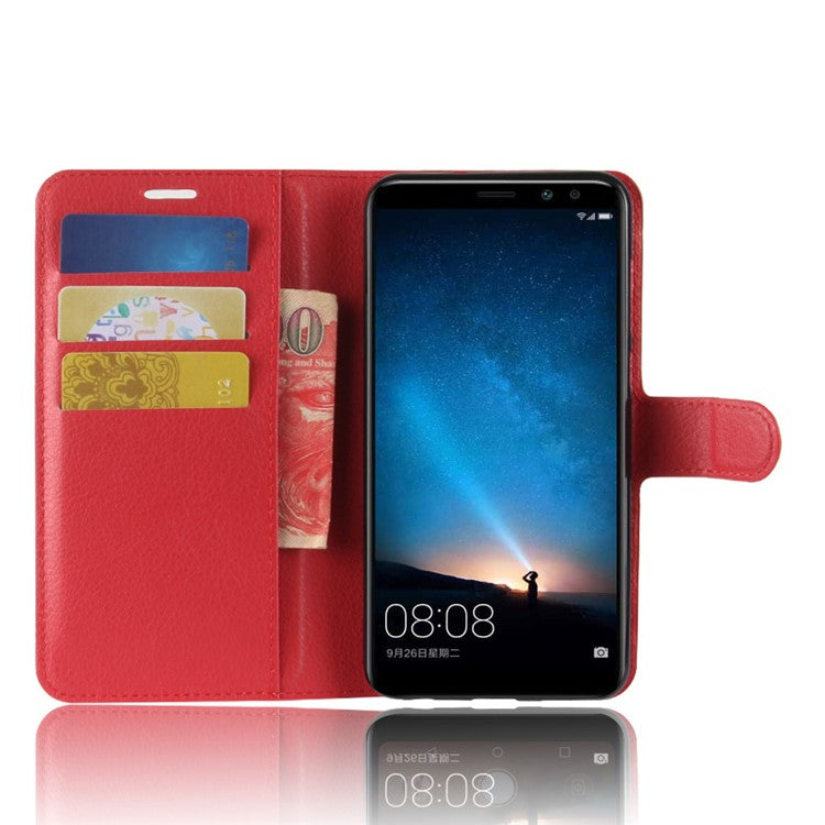 For Huawei nova 2i / Maimang 6 / Mate 10 Lite Litchi Skin Magnetic Leather Wallet Stand Case - Red