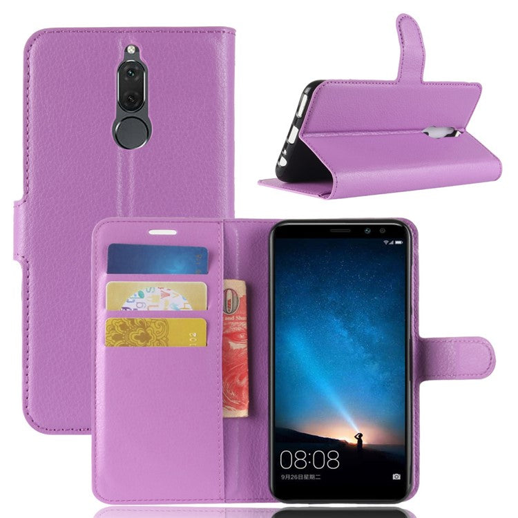 Litchi Skin Wallet Leather Case with Stand for Huawei Mate 10 Lite / nova 2i / Maimang 6 - Purple
