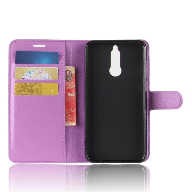 Litchi Skin Wallet Leather Case with Stand for Huawei Mate 10 Lite / nova 2i / Maimang 6 - Purple