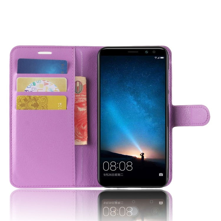 Litchi Skin Wallet Leather Case with Stand for Huawei Mate 10 Lite / nova 2i / Maimang 6 - Purple