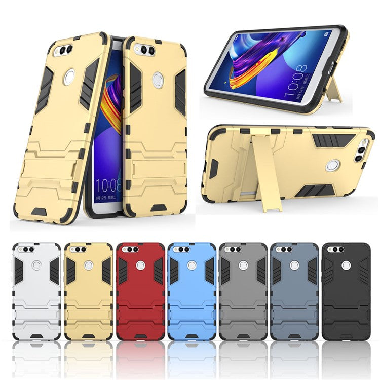 Cool Guard PC + TPU Combo Mobile Phone Case with Kickstand for Huawei Honor 7X - Dark Blue