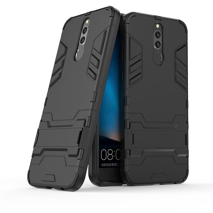 Cool Guard Plastic TPU Back Phone Case with Kickstand for Huawei Mate 10 Lite / nova 2i / Maimang 6 - Black