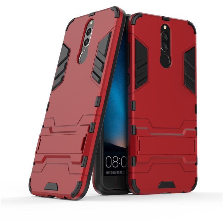 Cool Guard Plastic TPU Back Phone Shell with Kickstand for Huawei Mate 10 Lite / nova 2i / Maimang 6 - Red