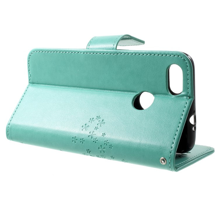 Imprint Tree Owl PU Leather Wallet Phone Cover for Huawei P9 lite mini / Y6 Pro (2017) / Enjoy 7 - Green