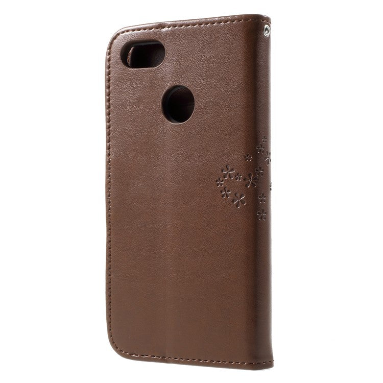 Imprint Tree Owl Leather Protective Case Cover for Huawei P9 lite mini / Y6 Pro (2017) / Enjoy 7 - Brown