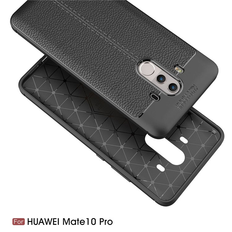 Litchi Grain Soft TPU Back Cover for Huawei Mate 10 Pro - Black