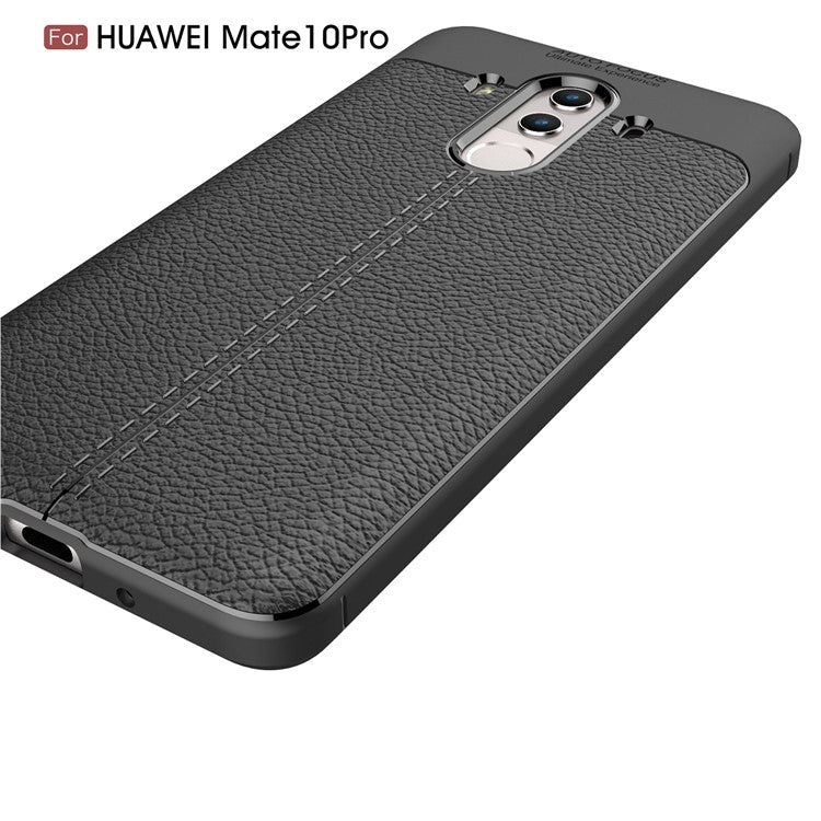 Litchi Grain Soft TPU Back Cover for Huawei Mate 10 Pro - Black