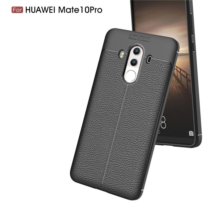Litchi Grain Soft TPU Back Cover for Huawei Mate 10 Pro - Black