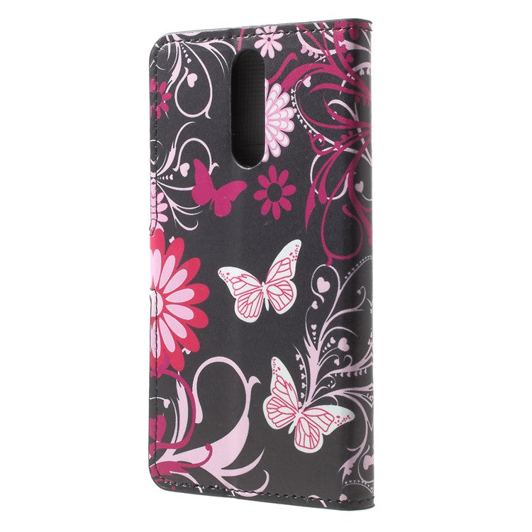 For Huawei Mate 10 Lite / nova 2i / Maimang 6 Wallet PU Leather Stand Phone Casing - Butterfly Flower